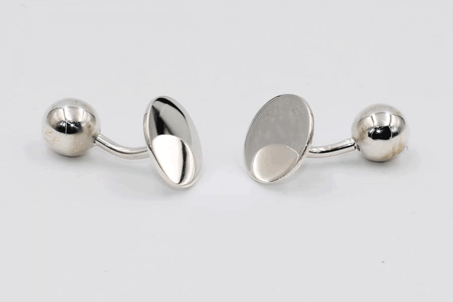 Rounded plain cufflinks (with 1 ball each)
