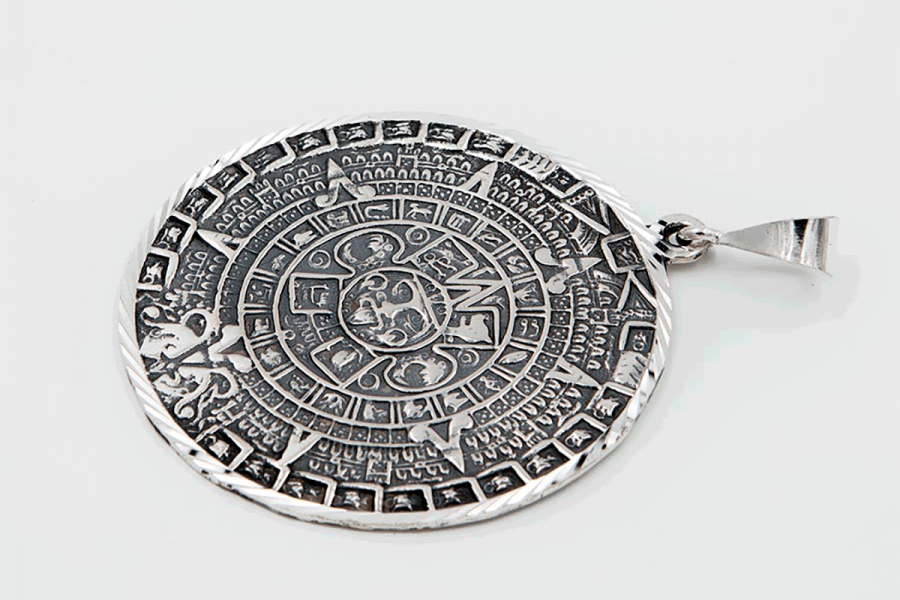 Distressed Aztec sun pendant