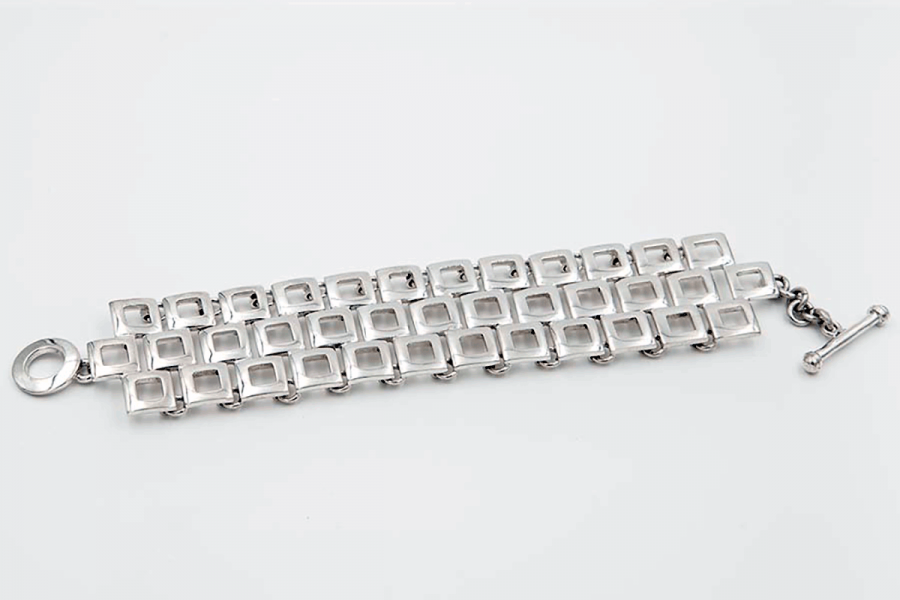 bracelet lisse flexible 3 file carrés
