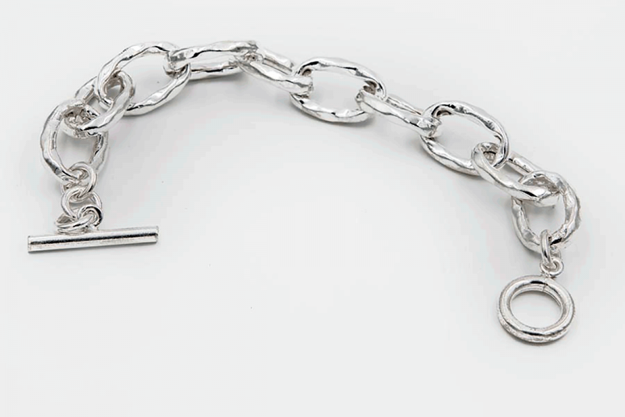 bracelet flexible lien oval martelée