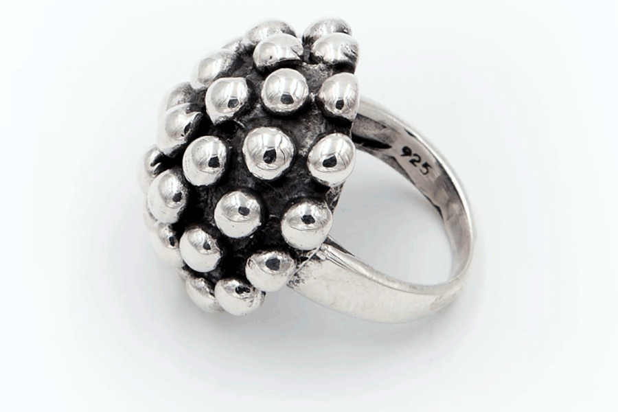 Distressed half sphere ring (beads)